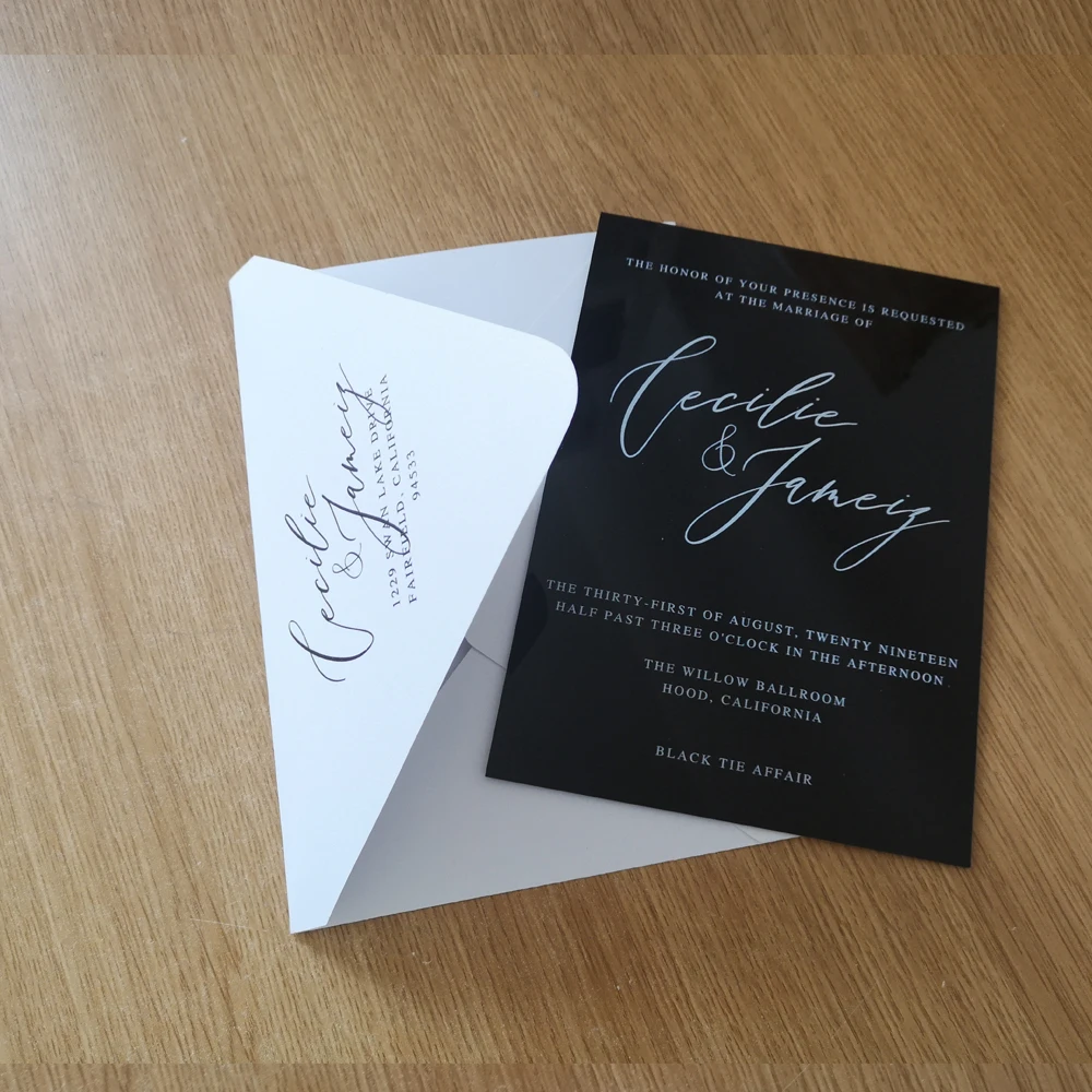 Роскошный дизайн свадебные приглашения популярные китайские акриловые карты