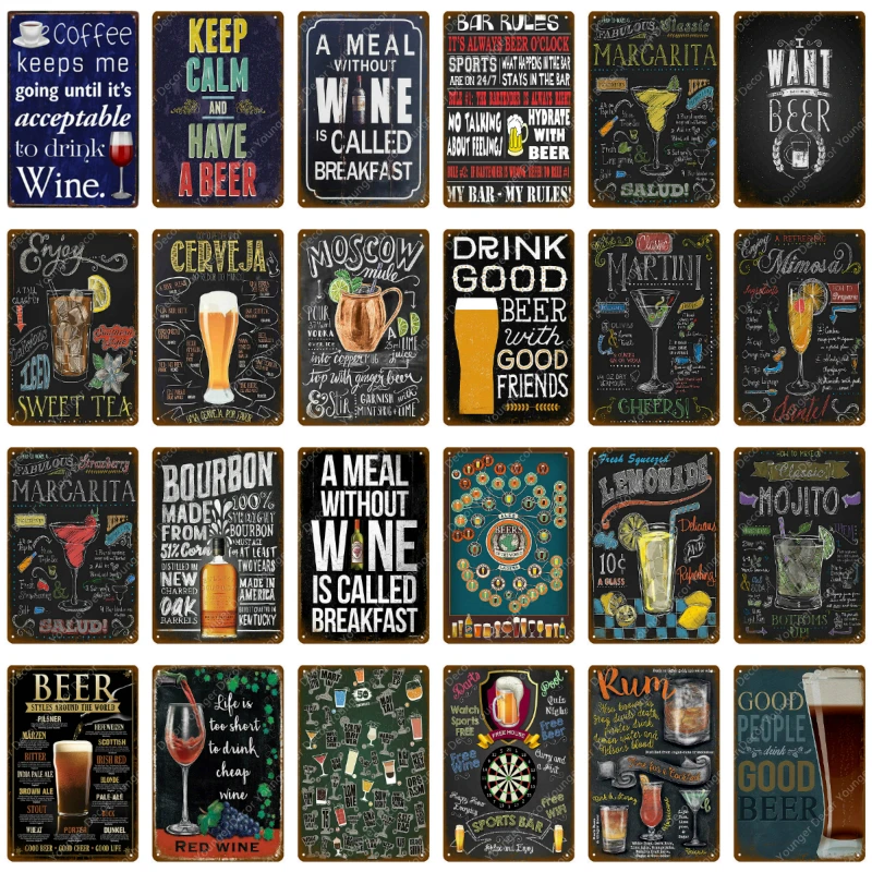 Металлические вывески для рома пива вина коктейля домашний декор винтажные