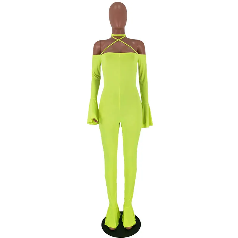 Женский комбинезон с открытой спиной и рукавами-грибками сексуальные