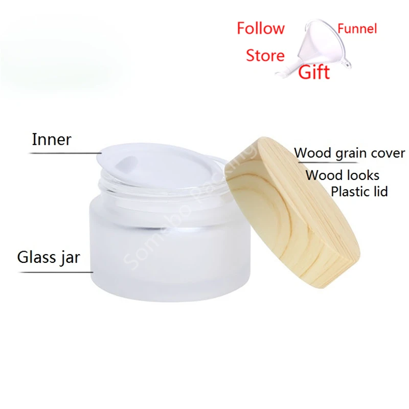 Бутылка для крема с крышкой из древесины переноса воды матового стекла контейнер