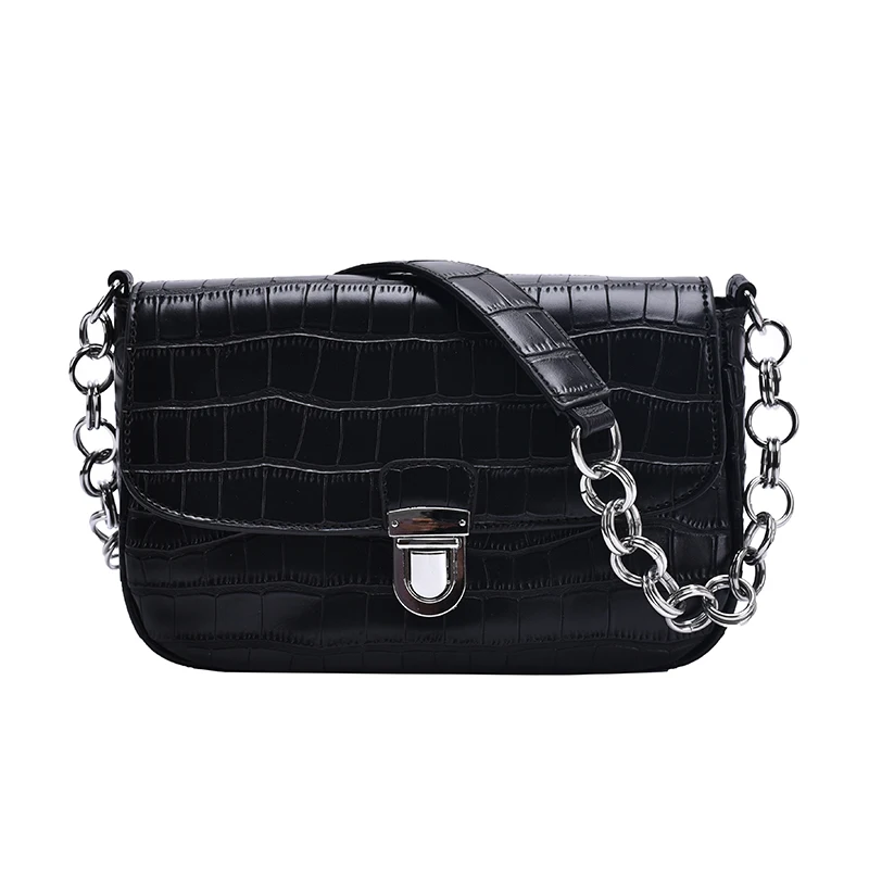 

Stone Pattern PU Leather Crossbody Bags For Women 2021 Simple Solid Color Shoulder Handbags Female Travel Chain Cross Body Bag