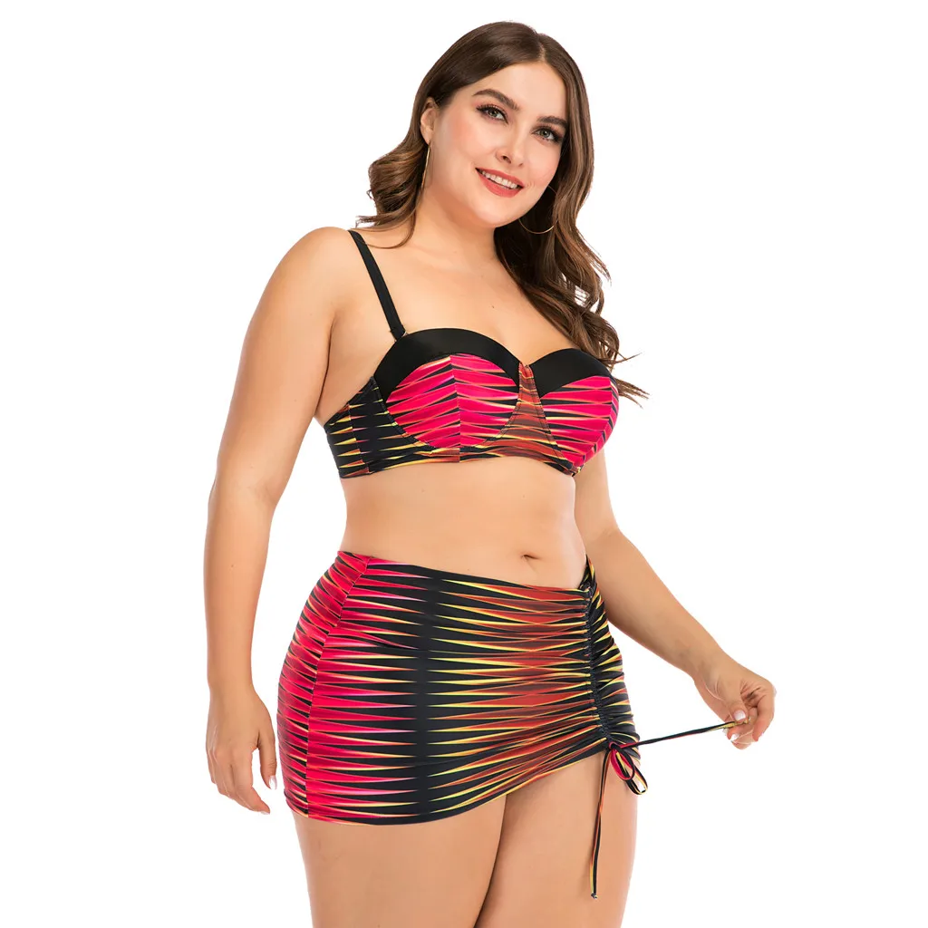 Купальник Танкини большого размера плюс с принтом бандажный купальник женский