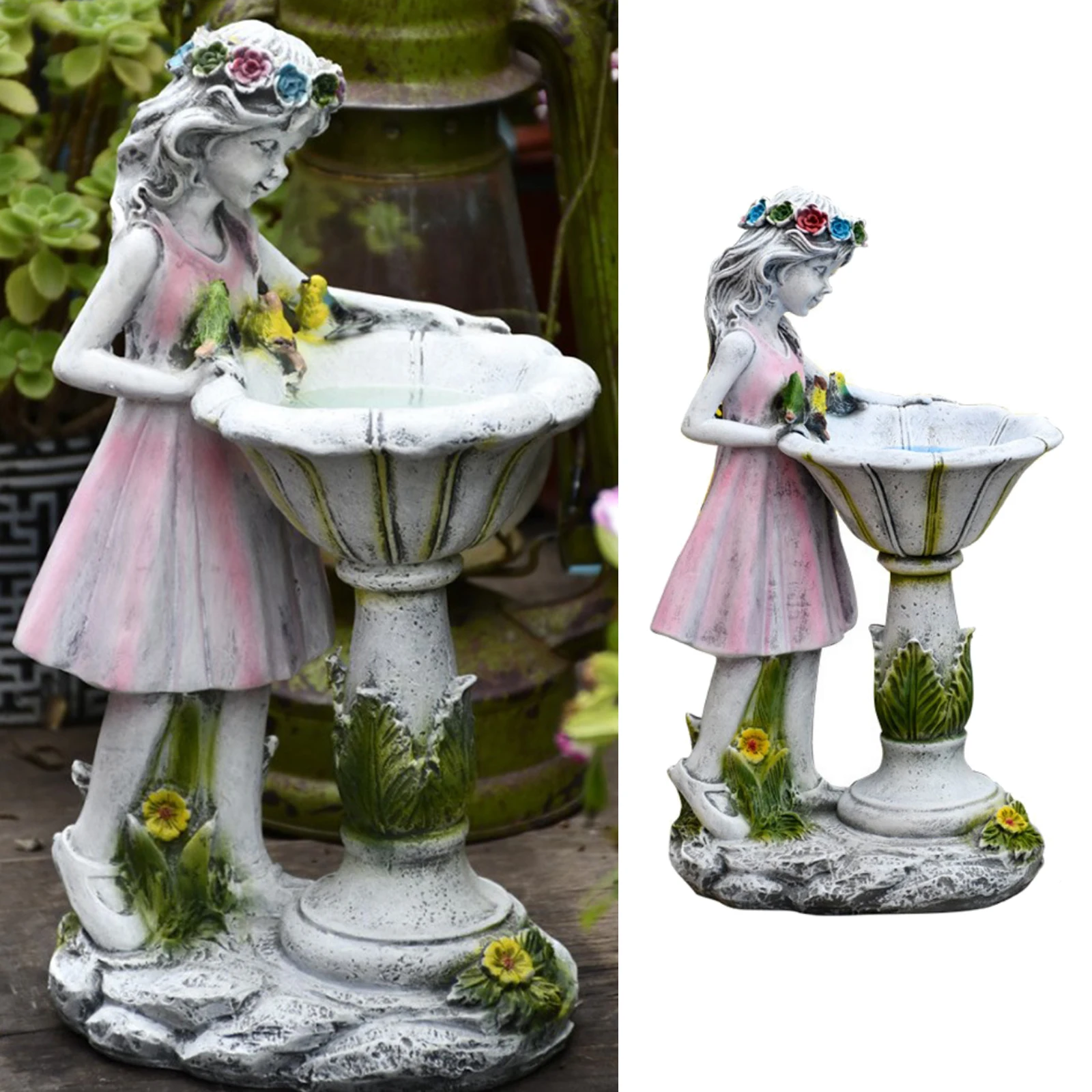 

Solar Garden Statue Yard Lawn Patio Decor Resin Sculpture Collectible Statue
