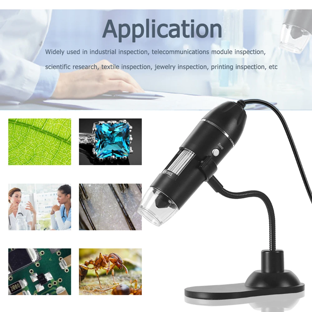 

Digital Zoom Microscope USB Handheld & Desktop Magnifier 0.3MP Camera 8-LED Light Magnifying Glass 1000X Magnification
