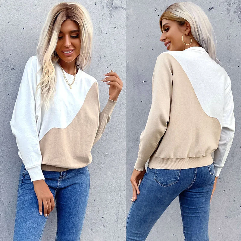 

Новинка Осень 2021, пуловер с длинным рукавом и круглым вырезом, тонкий вязаный свитер для женщин