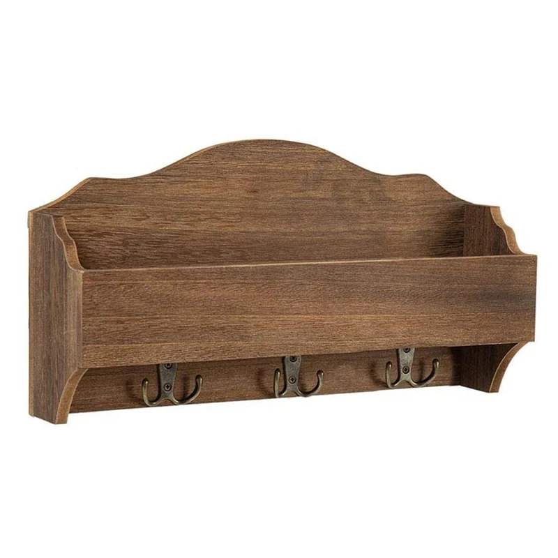 

Key Holder for Wall Wooden Wall Mounted Mail Sorter Organizer with 3 Double Key Hooks, Wall Decorative Key Rack