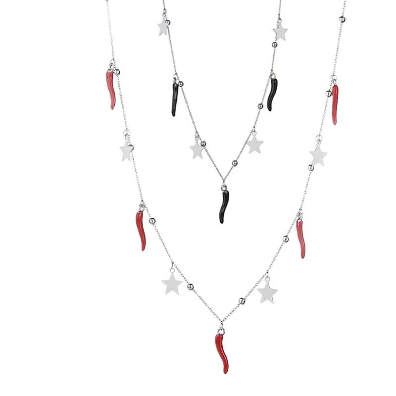 Модные простые маленькие ожерелья Чокеры со звездами и перчиком красного