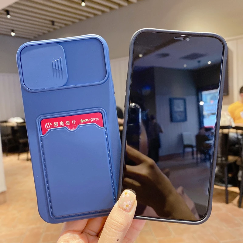 

HOCE Card Holder Case For iPhone XR XS Max SE 2020 Silicone Sliding Lens Cases For iPhone 12 Pro Max 11 Pro 7 8 6 6S Plus Cover