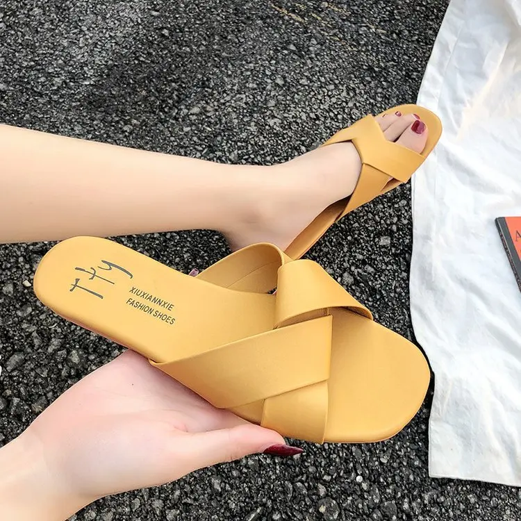 Сланцы женские с круглым носком пляжные шлепанцы Повседневная Уличная обувь