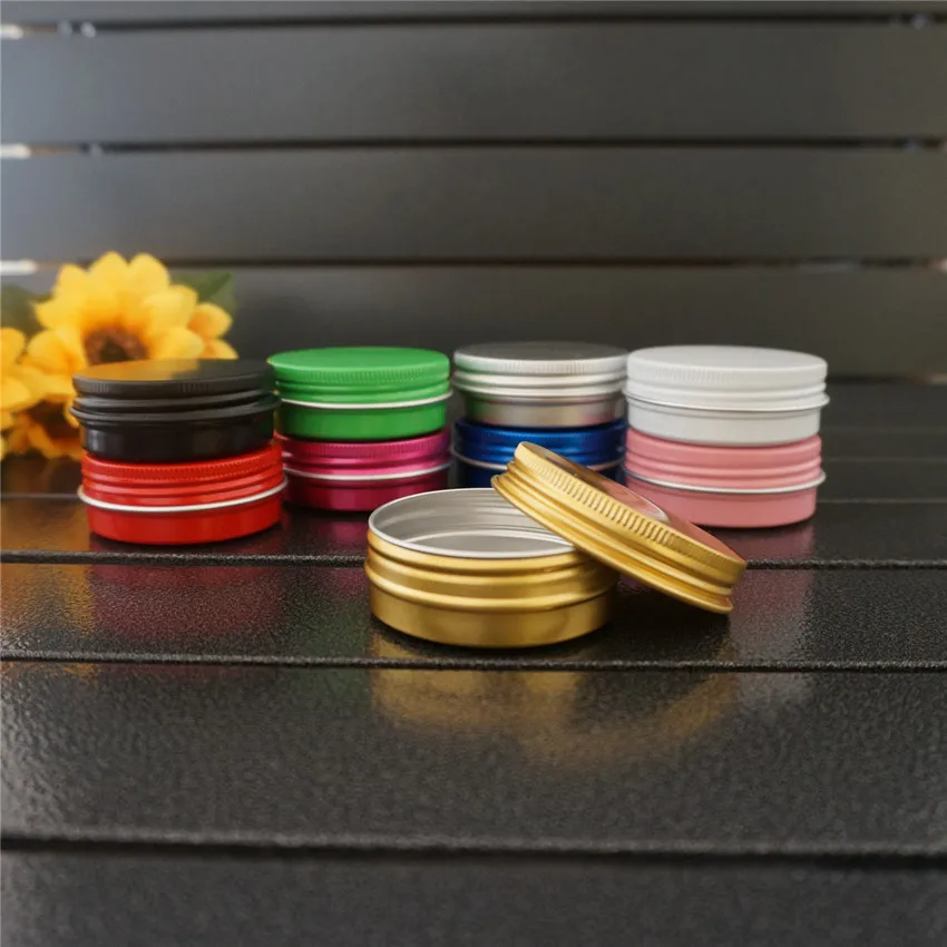 

30g 30ml Black Portable Empty Round Aluminum Box Metal Tin Cans DIY Cosmetic Cream Refillable Jar Tea Aluminum Pot Containers