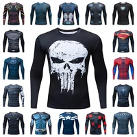 compression running t shirt men printing long sleeve sport acitve wear for male gym clothing fitness bodybuilding workout tops
