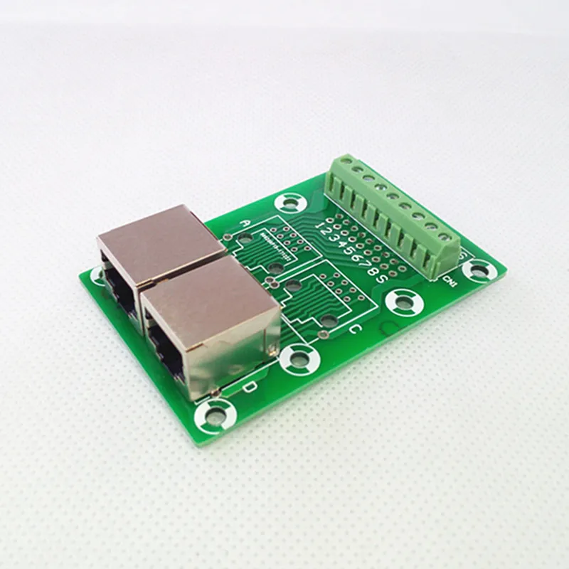 RJ45 8P8C под прямым углом Jack2-Way бусина Breakout Board, клеммный блок, разъем