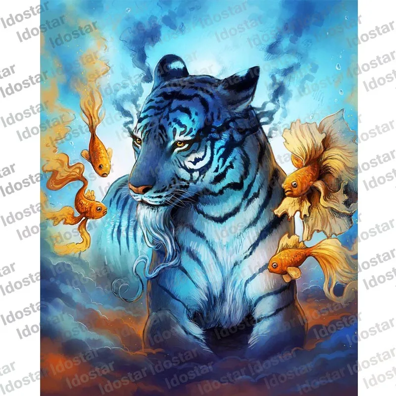 

Картина по номерам на холсте, тигр, Золотая Рыба, 40x50 см