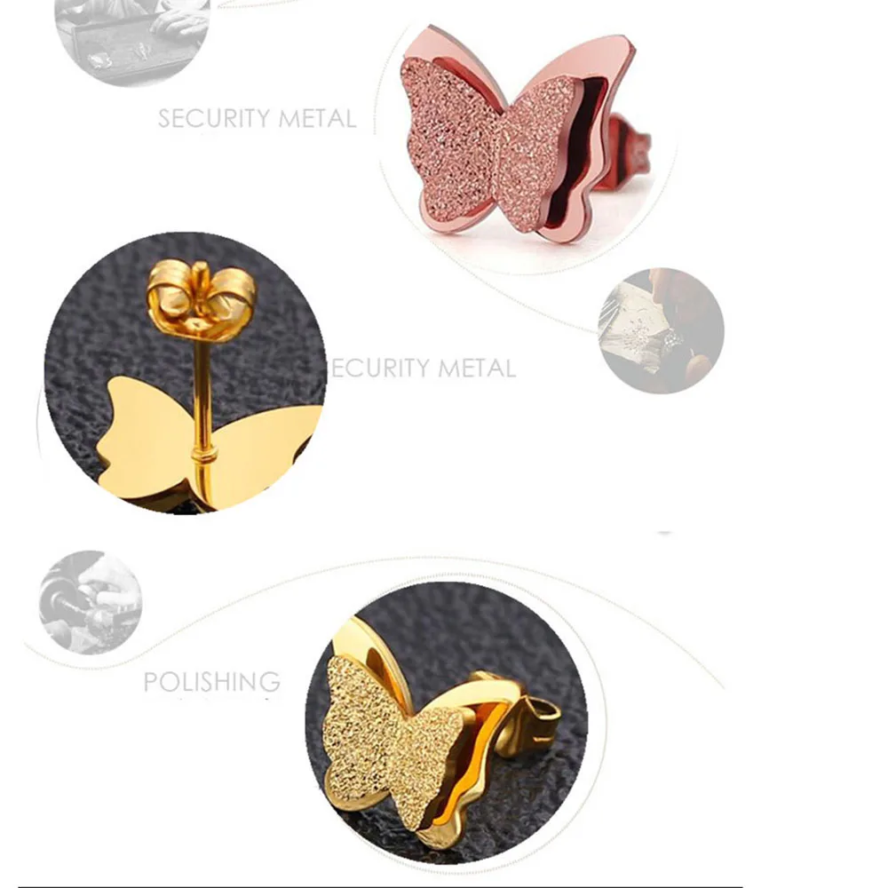 

New ins style butterfly earrings stainless steel fashion small animal earrings butterfly earrings ladies earrings
