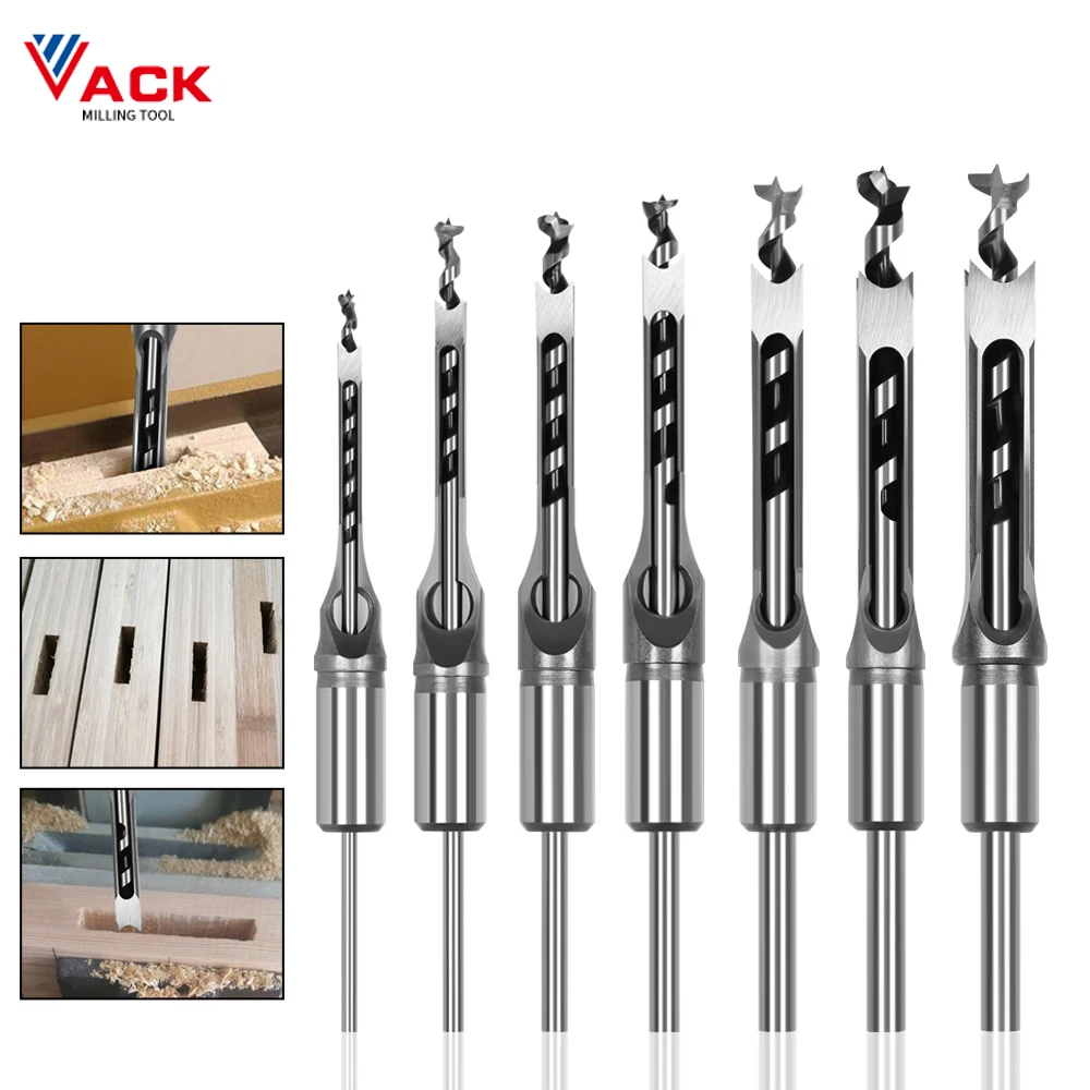 

VACK HSS Twist Core Drill Bits Square Auger Mortising Chisel Drill Set Square Hole Woodworking Tools Kit Set Extended Saw