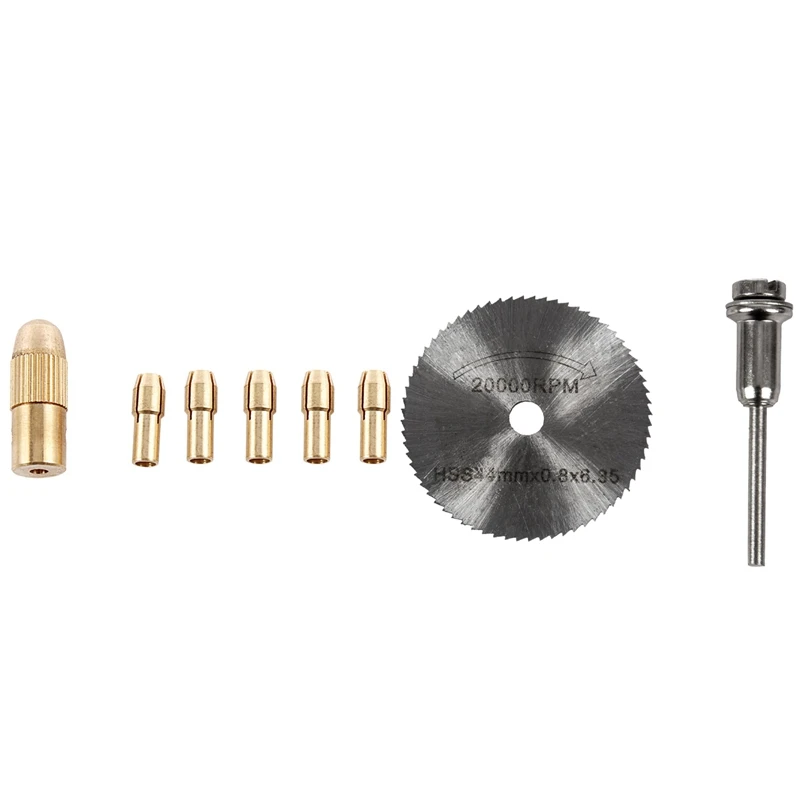 

1 Set 0.5-3Mm Electric Motor Drill Chuck Micro-Twist Drill Chuck Tool Set & 1 Set Hss Circular Wood Cutting Saw Drill