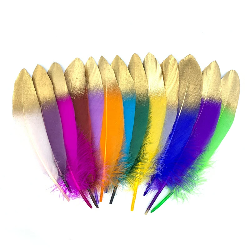 

20pcs Spray Gold Goose Feather Colorful Feather DIY Jewelry Craft Clothing Sewing Supplies Plumes juju Hat Decoration