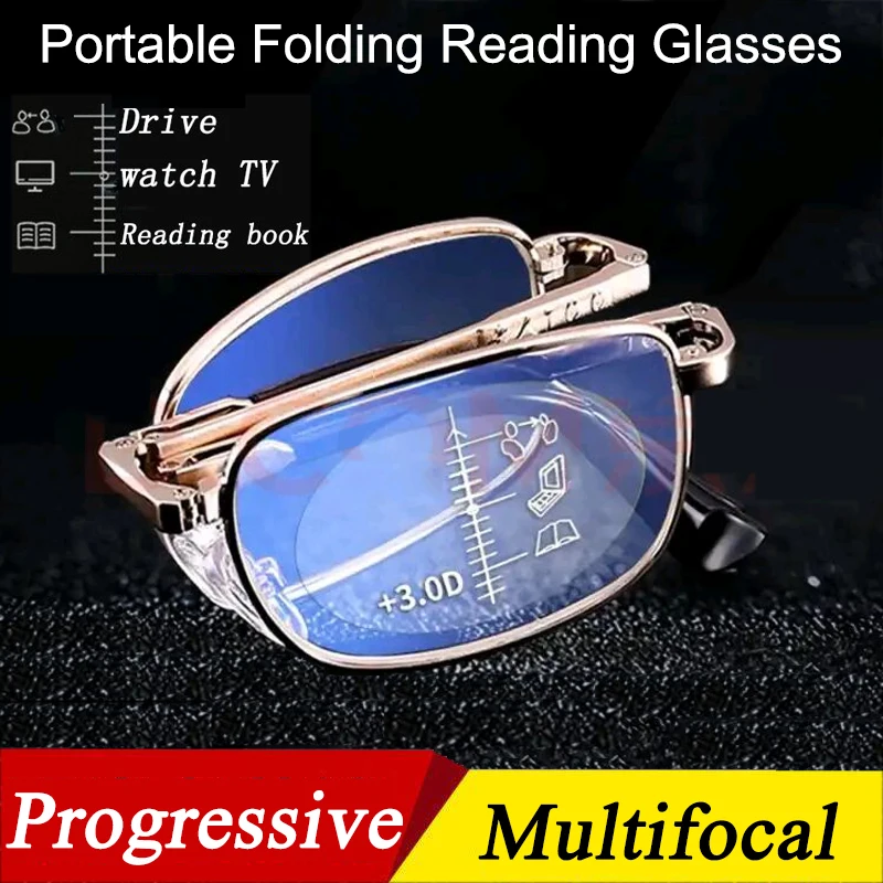 

Smart zoom Multifocal Folding Reading Glasses Women Men Progressive Anti Blue Ray Portable Presbyopia Glasses Ultra-light +2.5