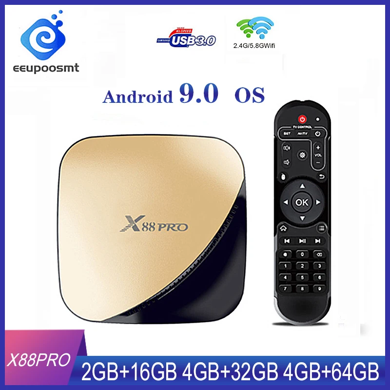 X88 pro Android 9 0 ТВ-приставка голосовой гироскоп 4G 64G Rockchip RK3318 4 ядра 2 &amp 5G Wifi 4K HDR