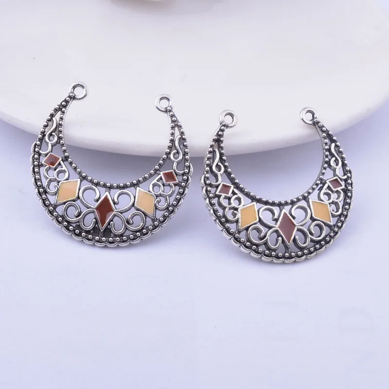 

10 шт., антикварные подвески из серебра U Форма компонента разъема DIY Кисточка Серьги с подвесками