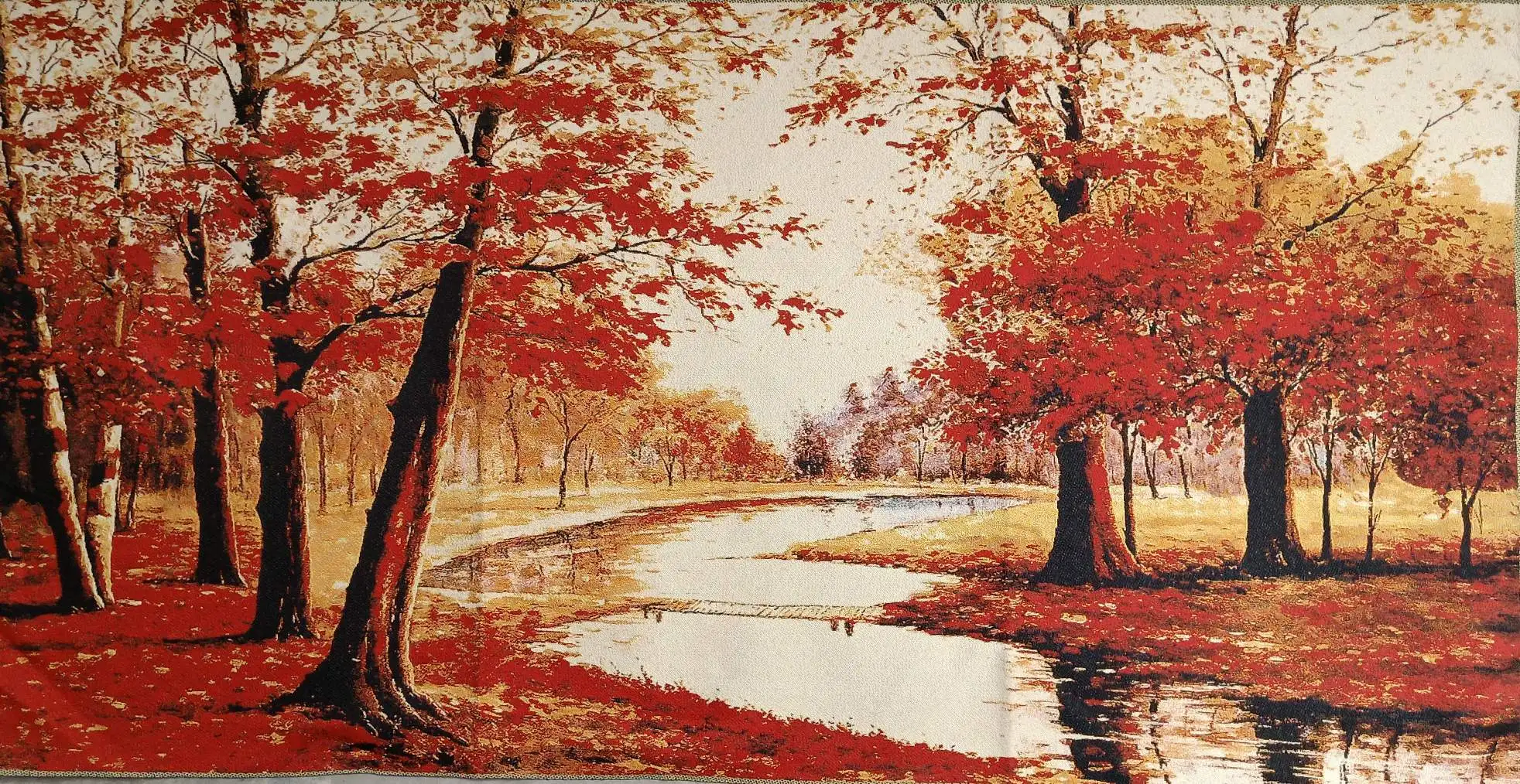 36 дюймов китайская вышитая ткань Шелковый кленовый лист роща пейзаж роспись