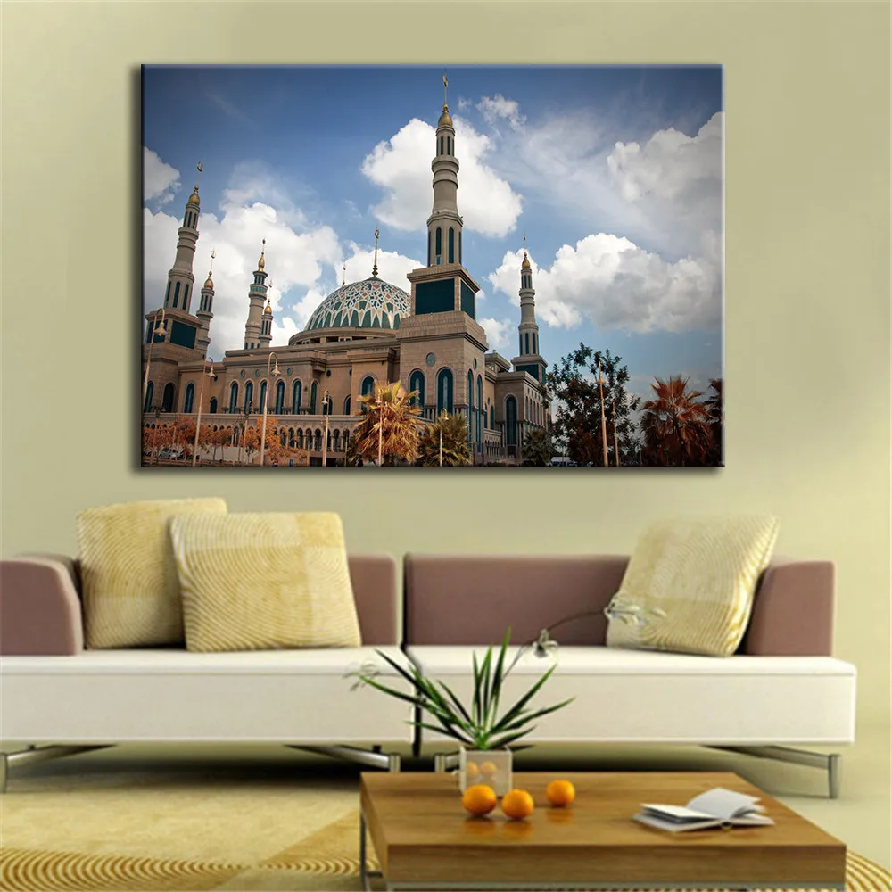 Мусульманская Мечеть пейзаж постер Религия картина холст Рамадан декоративные