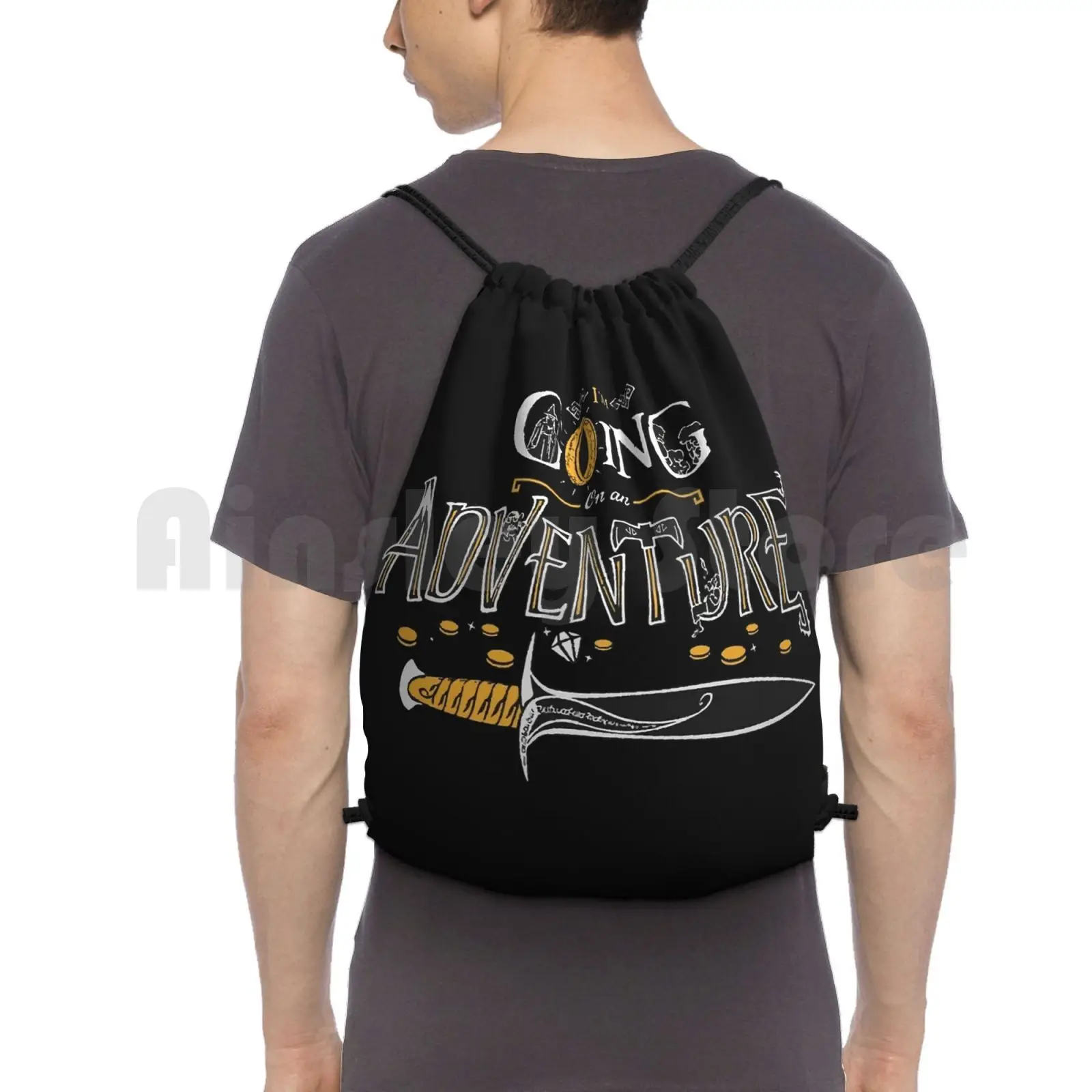 

I'M Going On An Adventure Backpack Drawstring Bags Gym Bag Waterproof Camp Thurman Facecovering Given Anime Adventure