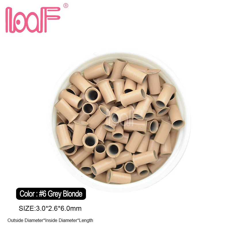 LOOF 10000pcs 3.0mmx2.6mmx6.0mm copper microring bead tube tools for Hair Extensions 5 Colors Available | Шиньоны и парики
