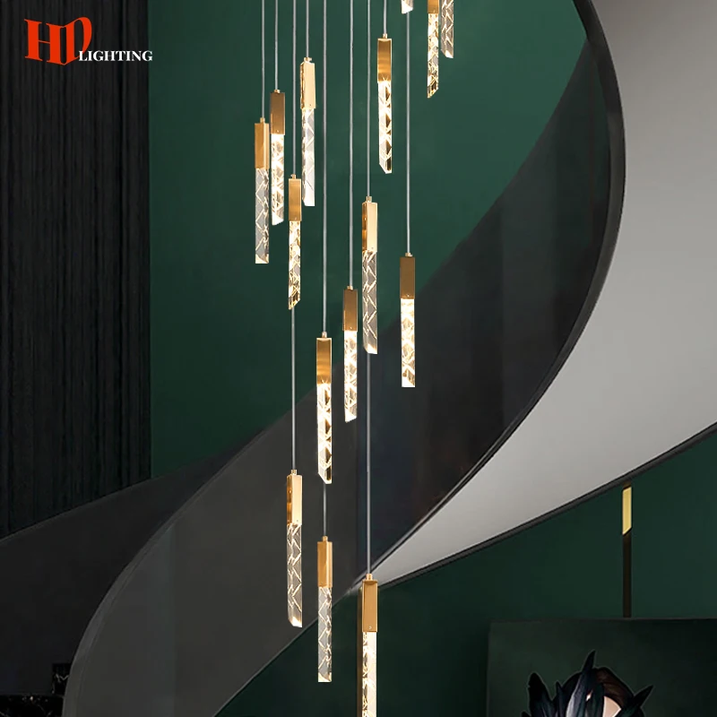 Современная светодиодная Люстра для лестницы хрустальные светильники дома