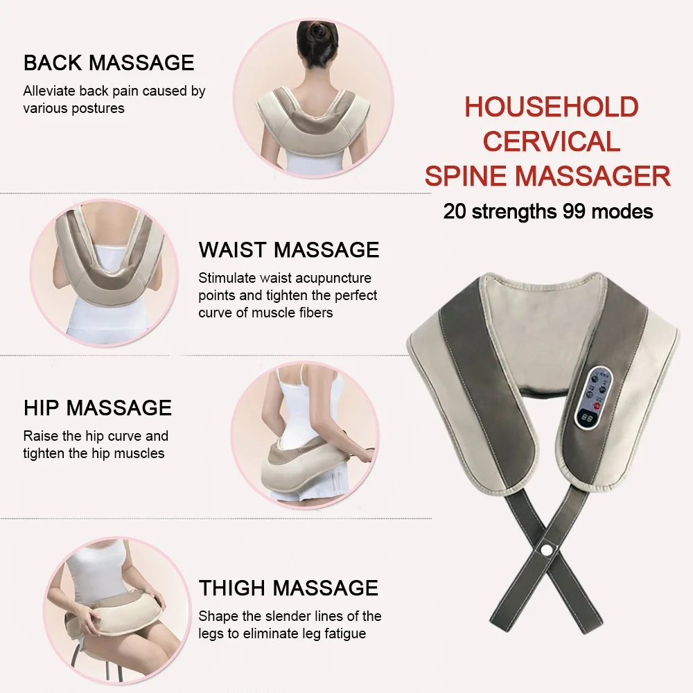 3D разминающий Массажер шиацу для шеи и плеч u образный массажер спины талии ног