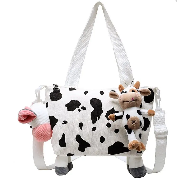 Сумка в стиле хип хоп с куклой милая мультяшная сумка на плечо 100% хлопок Холщовая