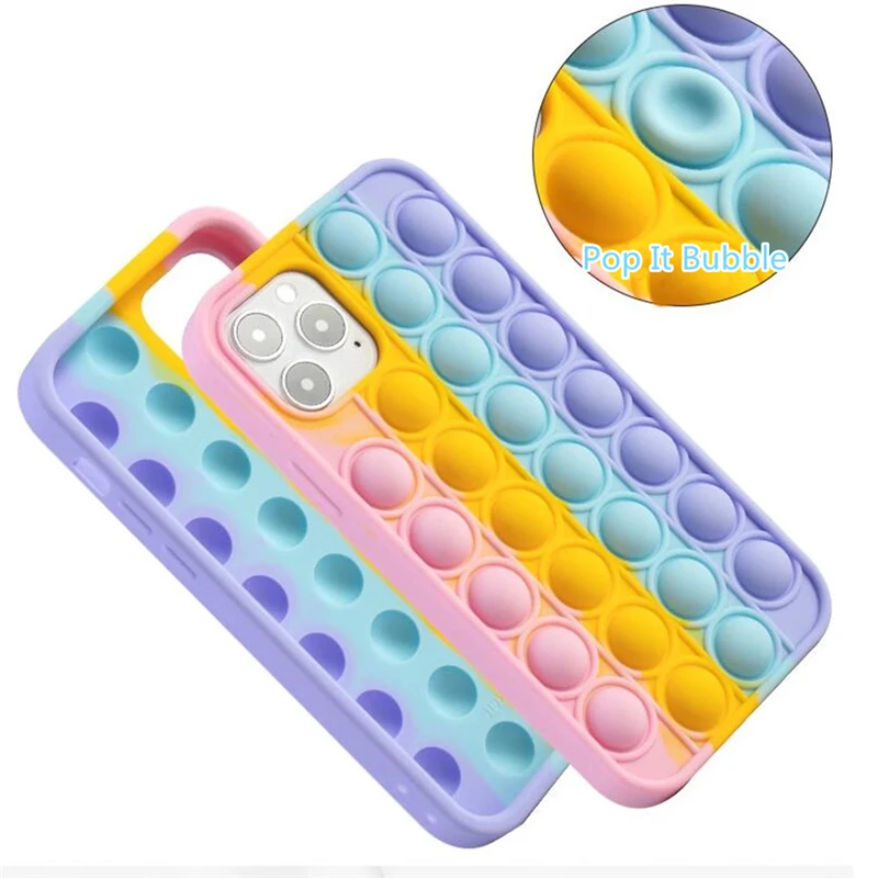 

Pop Fidget Toys Push Bubble Phone Case For iPhone 11 12 13 Pro X Xs Max XR 6 6s 7 8 Plus SE 5 5s 4 4s Reliver Stress Soft Cover