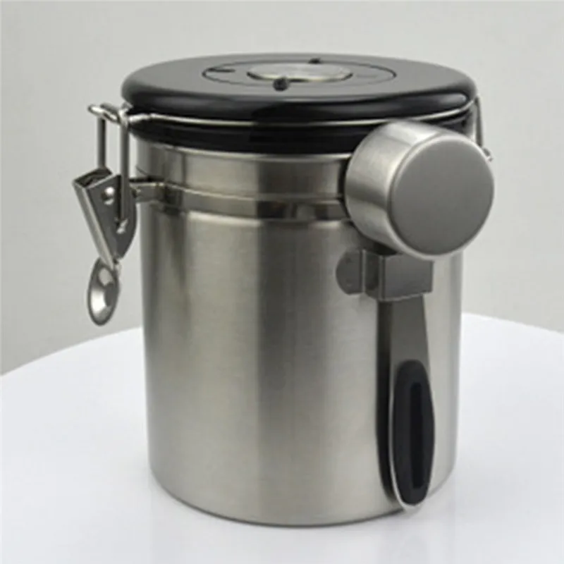 

Coffee Storage Container Airtight Stainless Steel Coffee Canister Vault Coffee Bean Container With CO2 Valve To Keep Beans Fresh