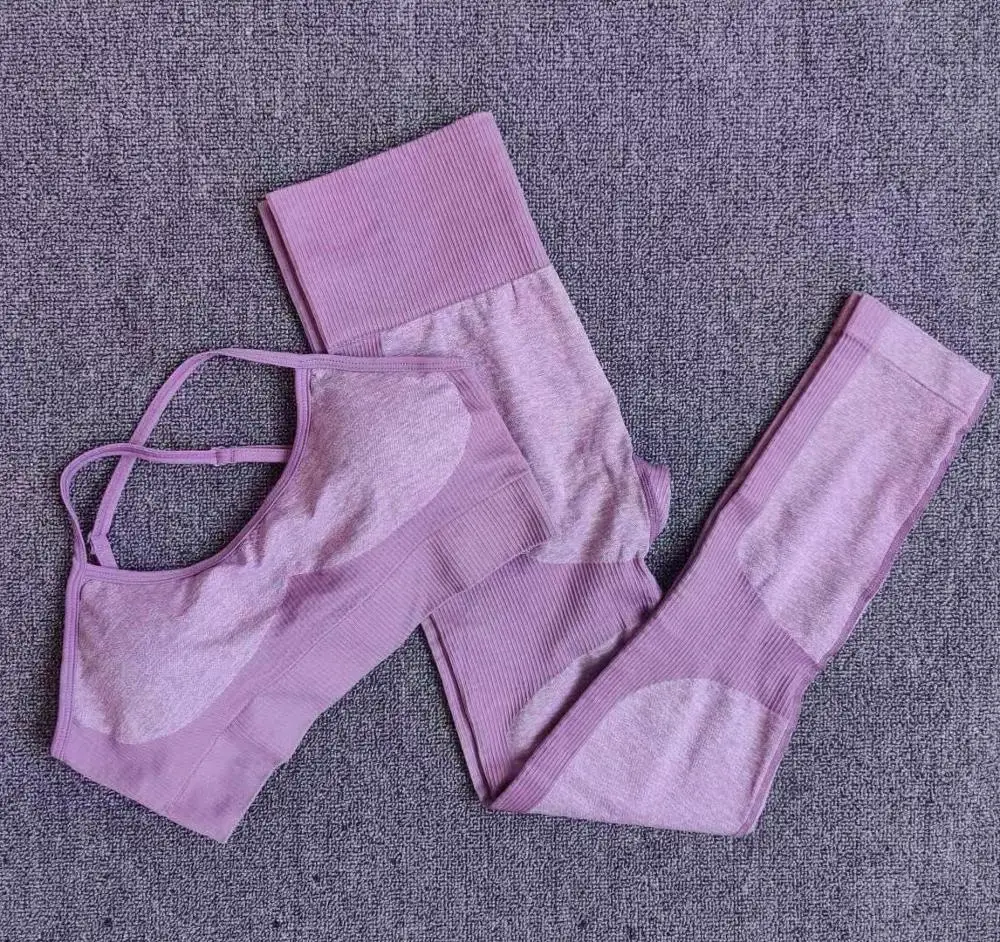 Бесшовный комплект для йоги женская спортивная одежда фитнеса женские леггинсы