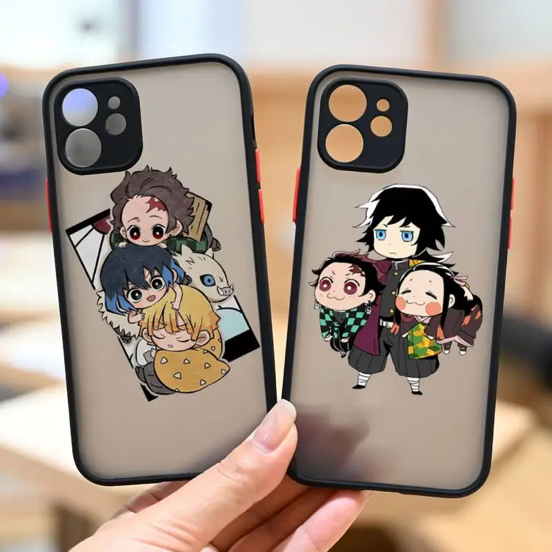 

Anime Demon Slayer Phone Case For iPhone 12 11 Mini Pro XR XS Max 7 8 Plus X Matte transparent Back Cover