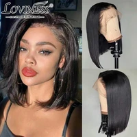 black lace closure bob wig glueless straight 4x4 lace front human hair wigs pre plucked short bob wig with baby hair