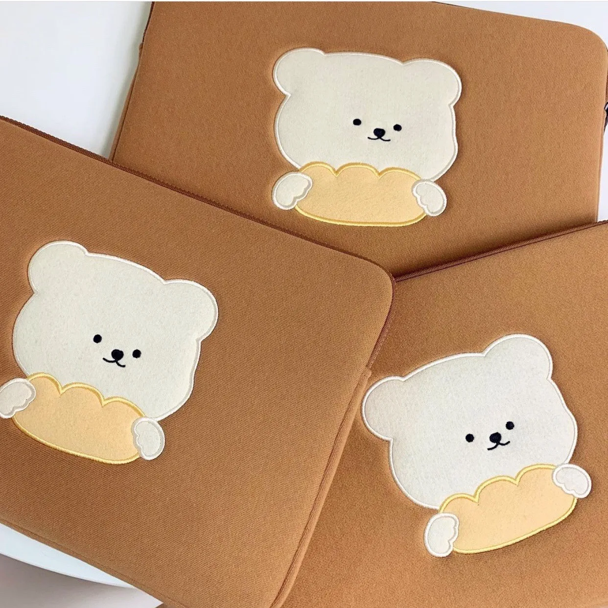 

New Korean Bear Tablet Case 11 Inch Laptop Bag For Mac Ipad pro 9.7 10.5 10.8 13 15 inch Cartoon Bread Bear Sleeve Inner Bag