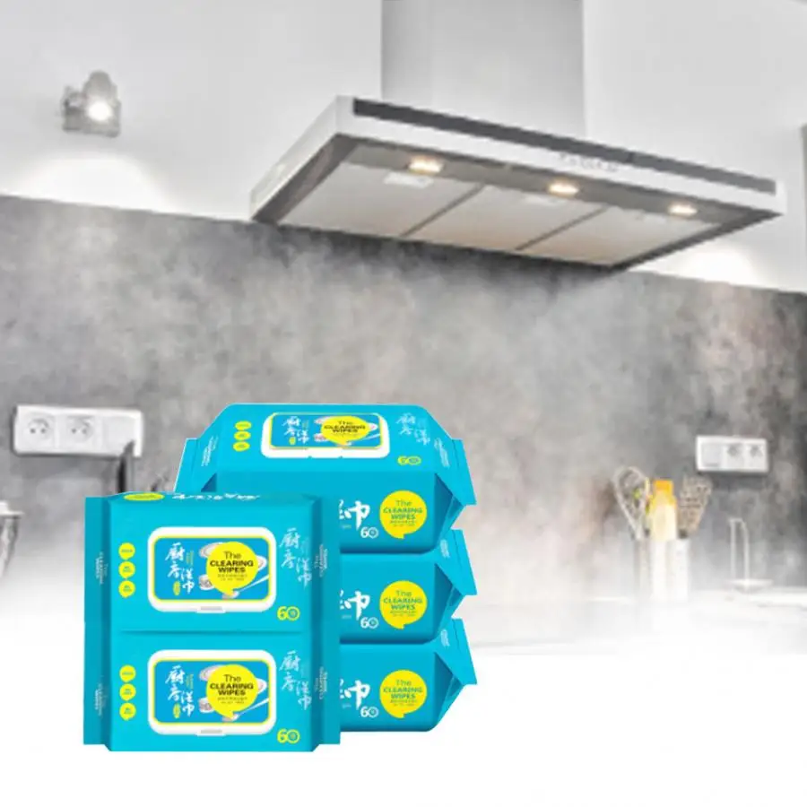 60 листов/упаковка 5 упаковок влажных салфеток вытяжка влажная бумага жирная