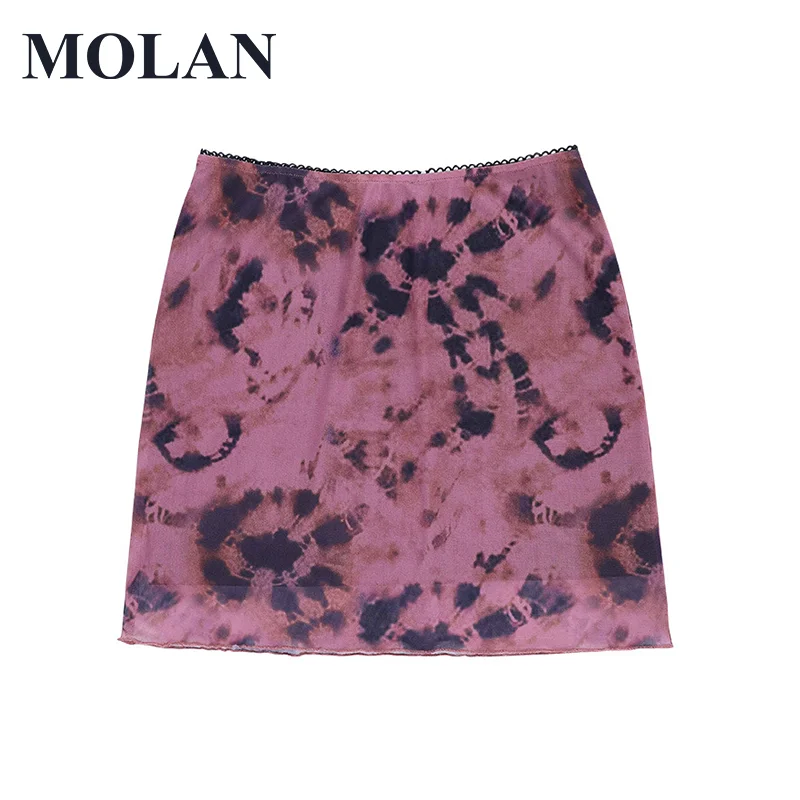 

MOLAN Women Printed Leopard Mesh Skirt 2021 Summer Ins Temperament Sexy Nightclub Skirt Style Ladies Sweet Mini Skirts