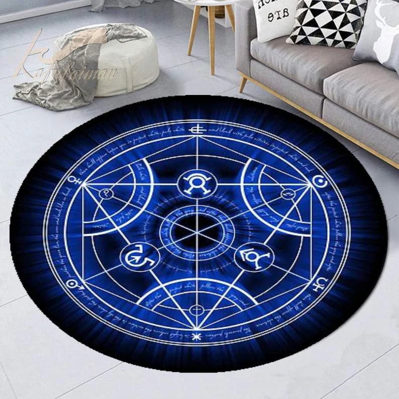 Красный Знак Вафомета и Люцифера премиум круглый коврик персонализированный подарок для новоселья семейный приветственный коврик смешно.