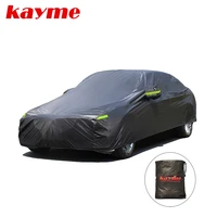 kayme universal full black car covers outdoor uv snow resistant sun protection cover for suv jeep sedan hatchback