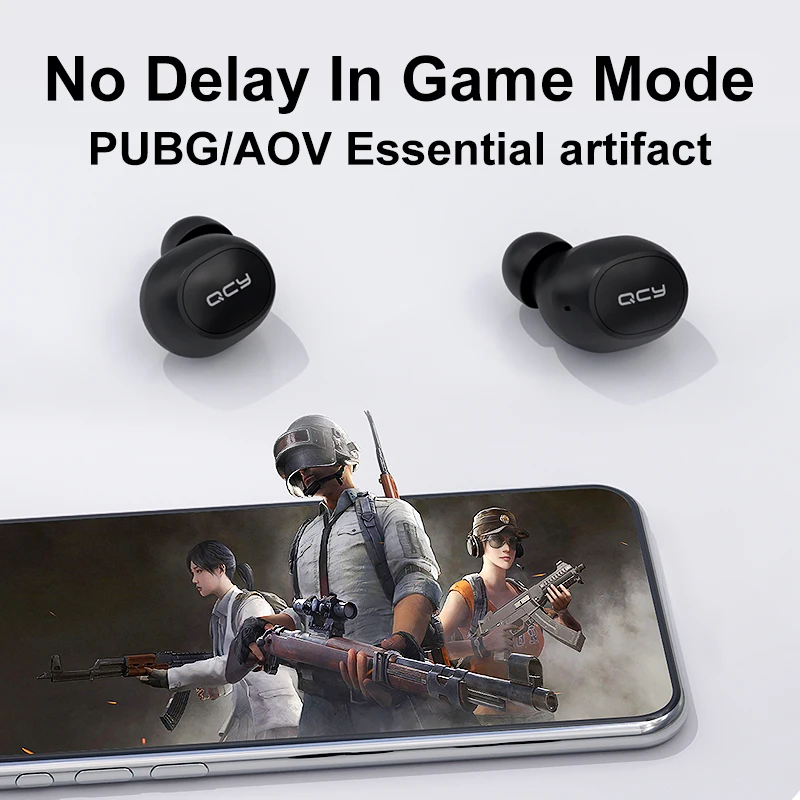 

QCYT4 TWS Bluetooth V5.0 Headset Sports Wireless Earphones 3D Stereo headphones Mini in Ear Dual Microphone With Charging box