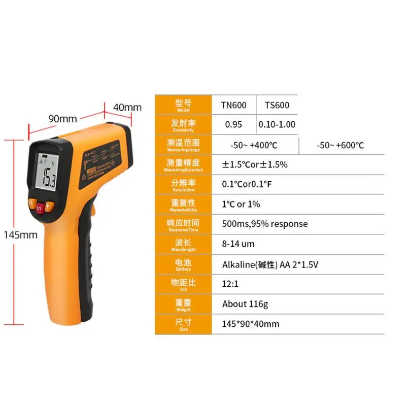 

Handheld Non-contact IR Infrared Industry Thermometer Digital LCD Pyrometer