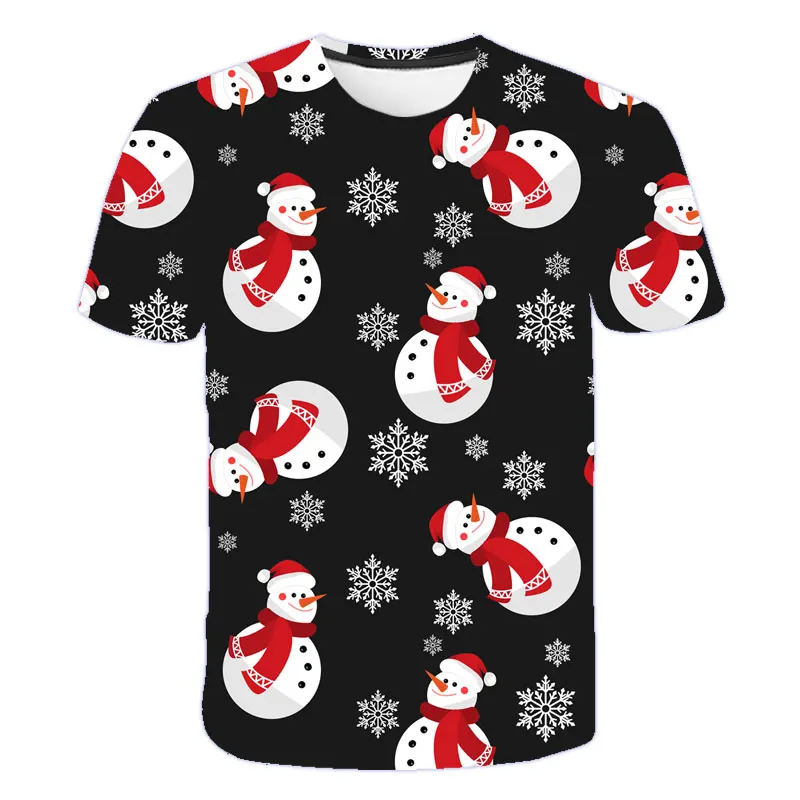 

Christmas Children T shirts Baby Boys Girls Clothing Casual Cartoon 3D Print Two Snowman Party Merry Tshirt 4T-14T