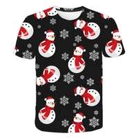 christmas children t shirts baby boys girls clothing casual cartoon 3d print two snowman party merry tshirt 4t 14t