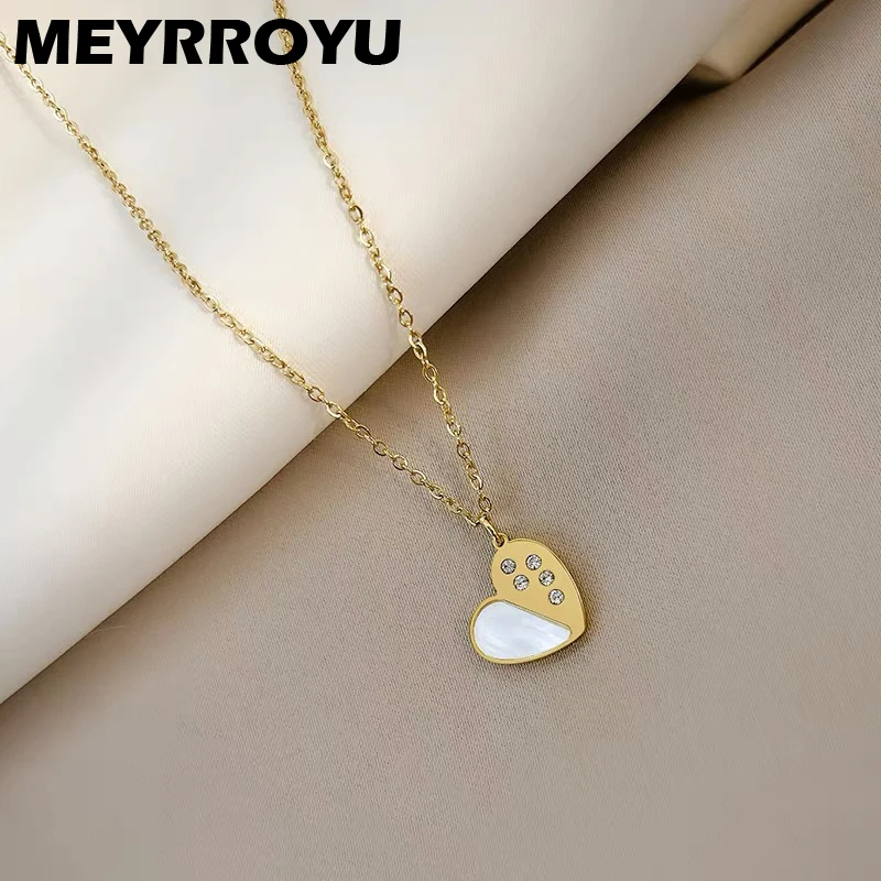 

бижутерия для женщин 2021 цепь на шею Женское колье MEYRROYU, из нержавеющей стали, с подвеской в виде сердца