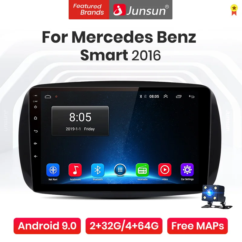 Junsun V1 Pro 4G + 64G Android 10 0 Автомобильный Радио мультимедийный плеер для Mercedes Benz Smart 2016 GPS