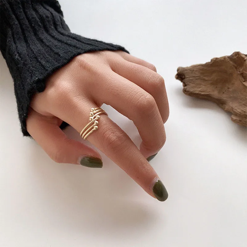 SRCOI регулируемые геометрические кольца с тремя шариками золотого и серебряного