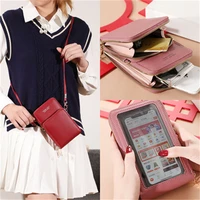 women touch screen cellphone crossbody bags wallet fashion shoulder messenger purse card wallet leather mobile wallet female bag