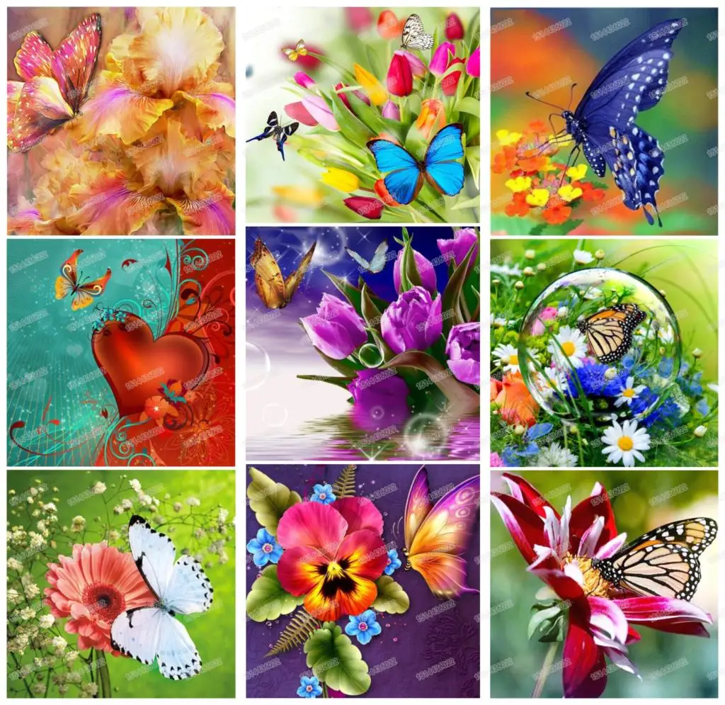 DIY алмазная живопись бабочки и цветы наборы крестиков полный Алмаз Кристалл